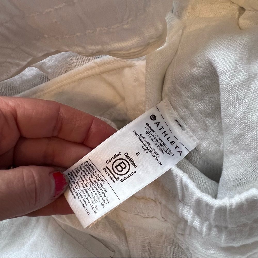 Athleta cabo linen jogger Lilly white womens size 8‎ - Picture 7 of 9